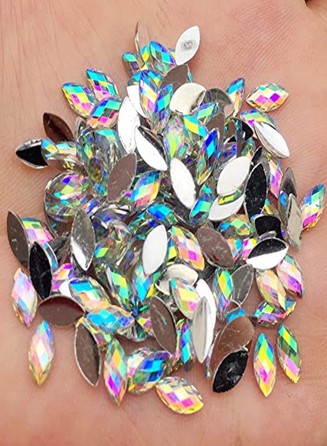 Crafteez Oval Shape kundan Stone for Craft and Jewellery Work,Rainbow Colour, Crystal Edged Rainbow Stones/Kundans for Jewellery Making/Decorating & Crafts. Pack of 250 Stones (Size-(8x4))